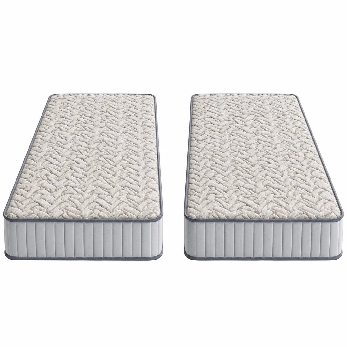 Literie Julien Lot de 2 Matelas Super 90x190 x 23 cm - Très Ferme - Face Hiver Pure Laine Merinos - Noyau Poli Lattex HR Dernière Génération - Très Respirant