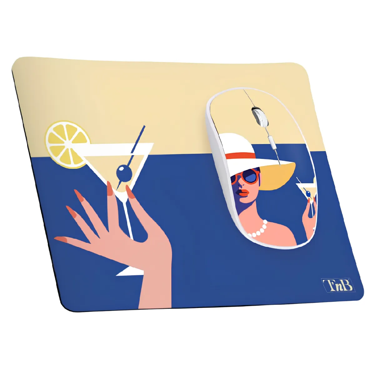 Tnb Exclusiv Cocktail Souris Sans Fil Et Tapis De Souris 22 X 18 Cm