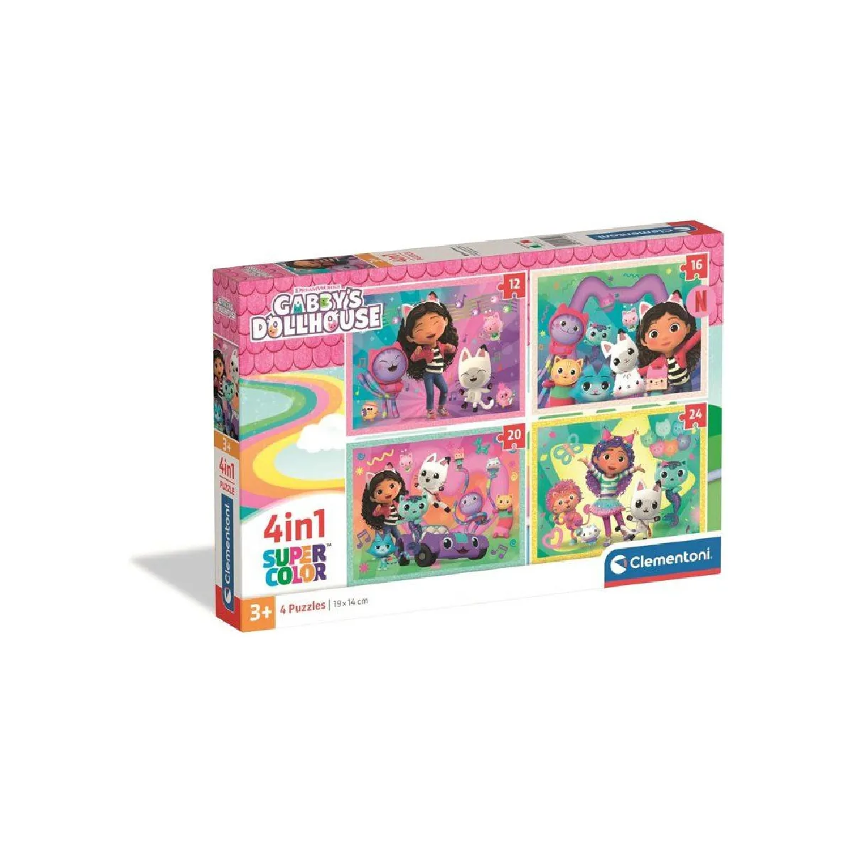 Clementoni Coffret puzzle 4-en-1 Gabby’s Dollhouse - 12/16/20/24 pièces