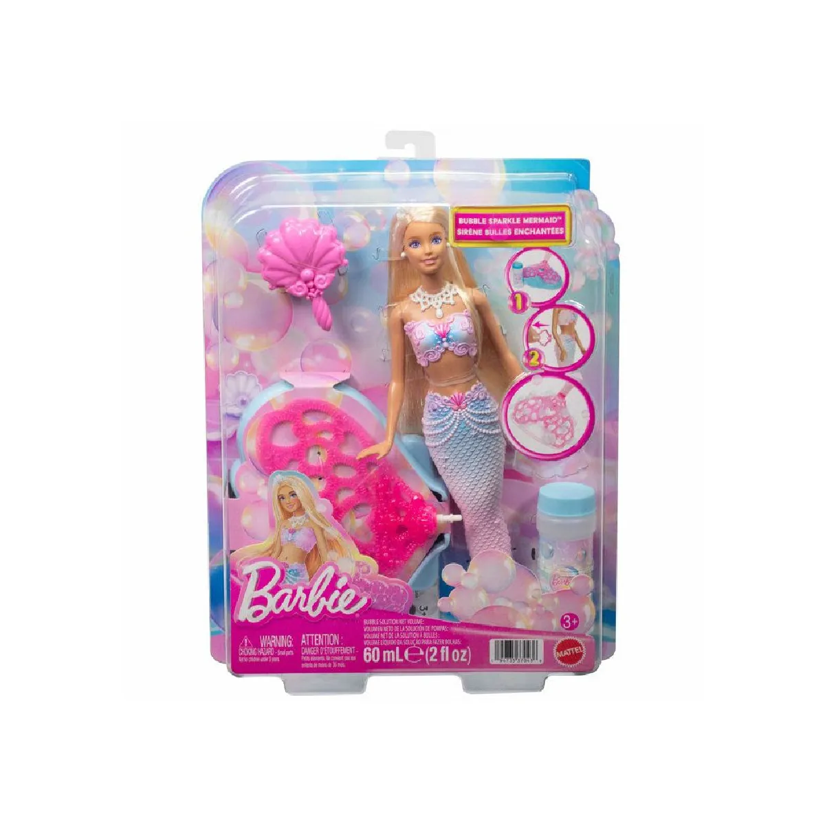 Sirène bulles magique Blonde Barbie JLW56