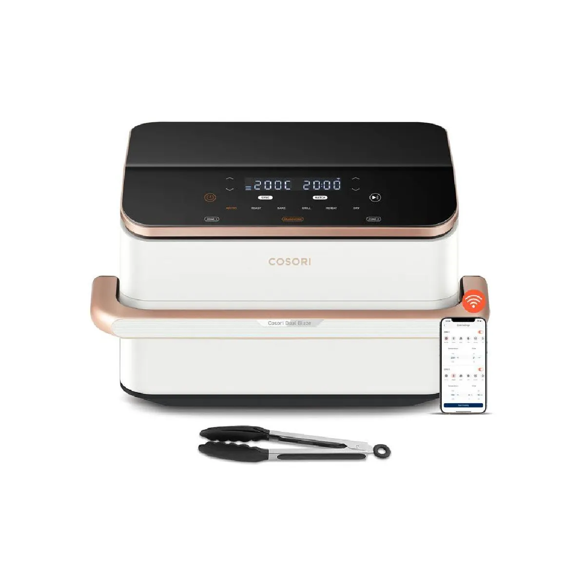 Friteuse sans huile COSORI - Air Fryer Dual Blaze Twinfry Compact - Capacité 8,6L - 4 résistances - Blanc - Image 4