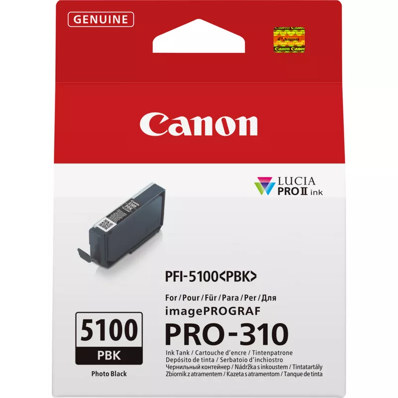 Canon PFI 5100 PBK 14.4 ml photo original bo îte de suspension réservoir d'encre pour imagePROGRAF PRO 310 - vue 6