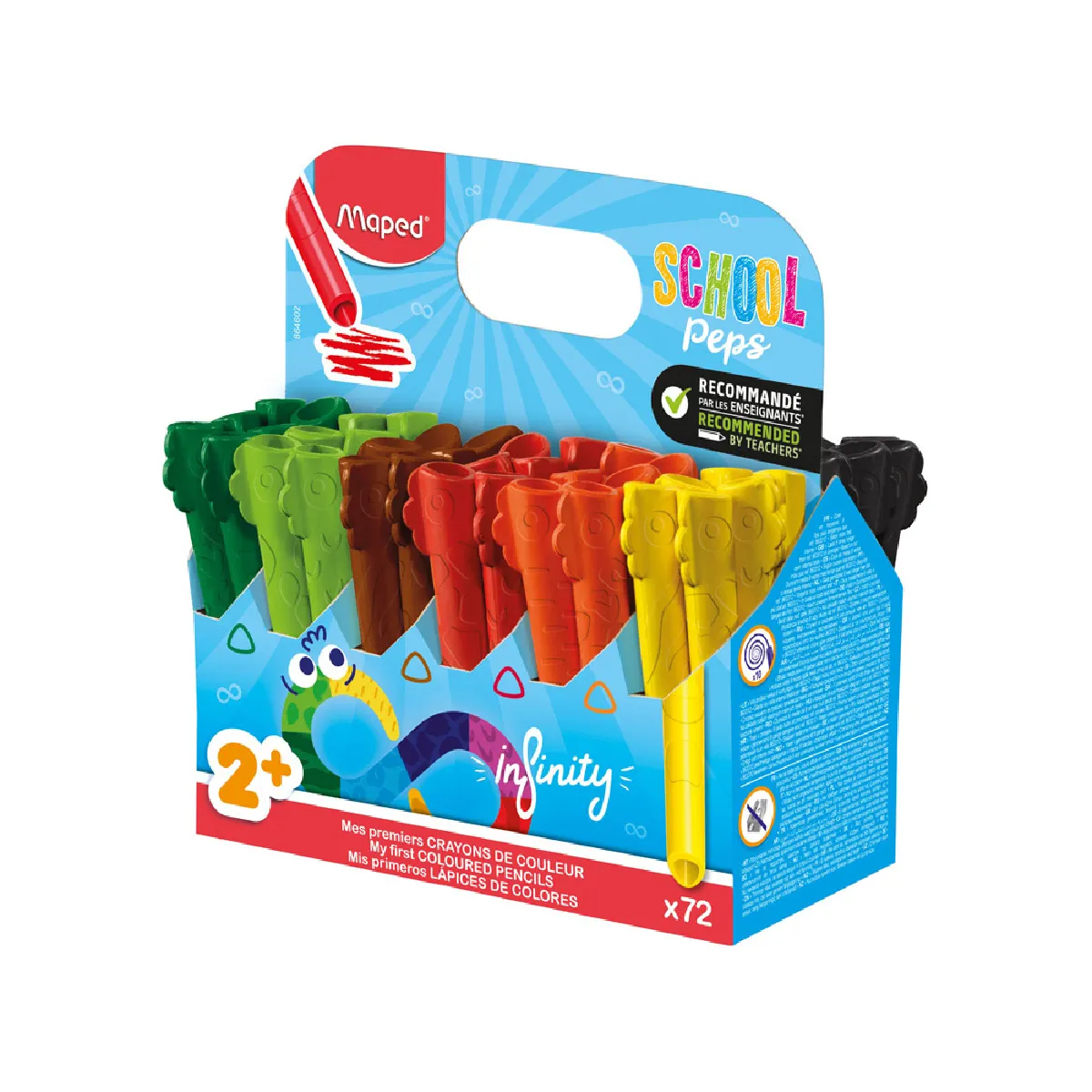 MAPED Crayon de couleur COLOR'PEPS INFINITY KIDY, paquet scolaire de 72 crayons