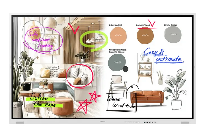 Samsung Flip WM75FX 75 WMFX Series écran LCD rétro éclairé par LED éducationentreprise avec tableau interactif intégré écran tactile multitouch Tizen OS 4K UHD 3840 x 2160 grisé - vue 7