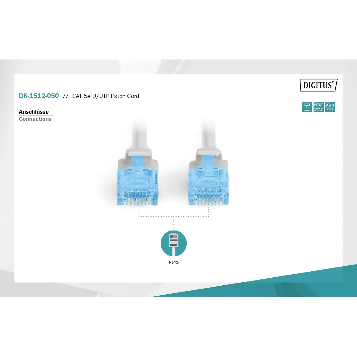 Ecoline - Cordon de raccordement - RJ-45 (M) pour RJ-45 (M) - 5 m - UTP - CAT 5e - dmarr - gris