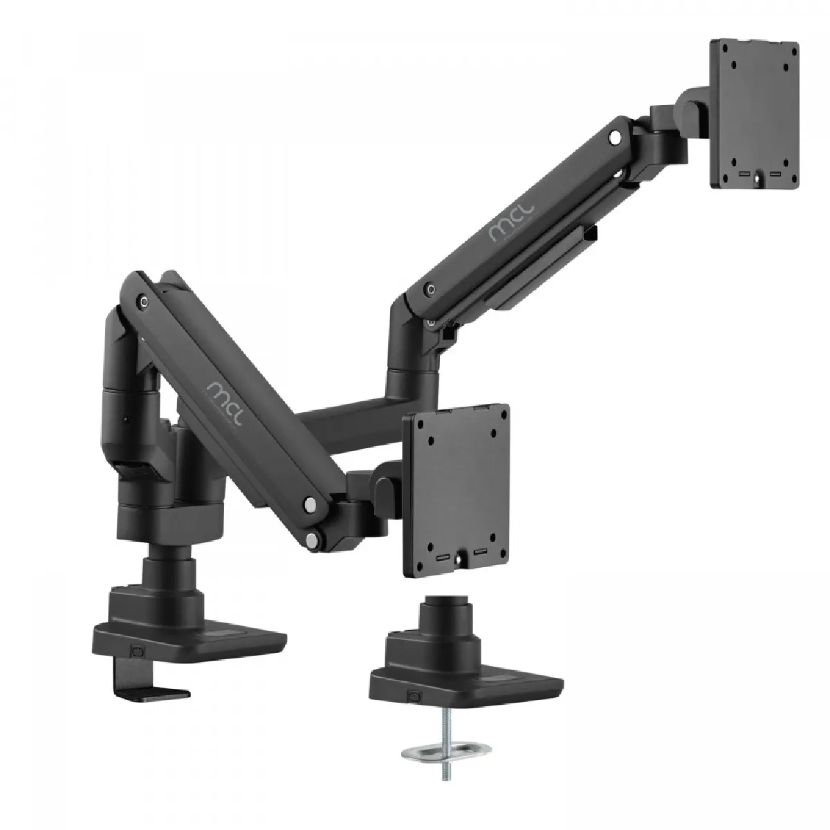 Non Communiqué Noir Mcl - Kit De Montage (Bras Pour Moniteur) - Pour 2 Écrans Lcd - Taille D'écran : Jusqu'à 35 Pouces - Montrable Sur Bureau - Image 3