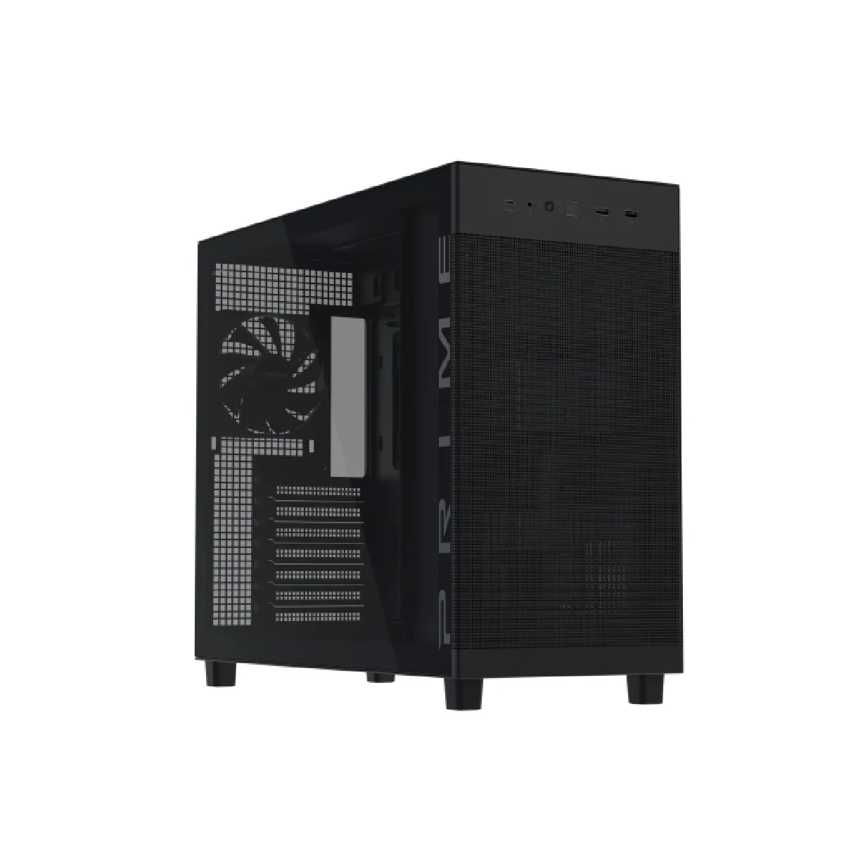 ASUS Prime AP303 Tempered Glass Boîtier PC Gaming ATX 4 litres Prise en Charge de Carte Graphique et radiateur jusqu'à 360 mm Panneau Avant USB 3.2 Gen 2 Type C