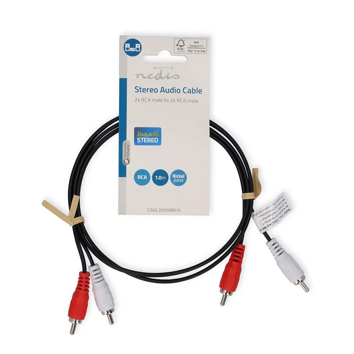 Nedis Noir Cagl24200bk10 Câble Audio 1 M 2 X Rca - Neuf - Image 5