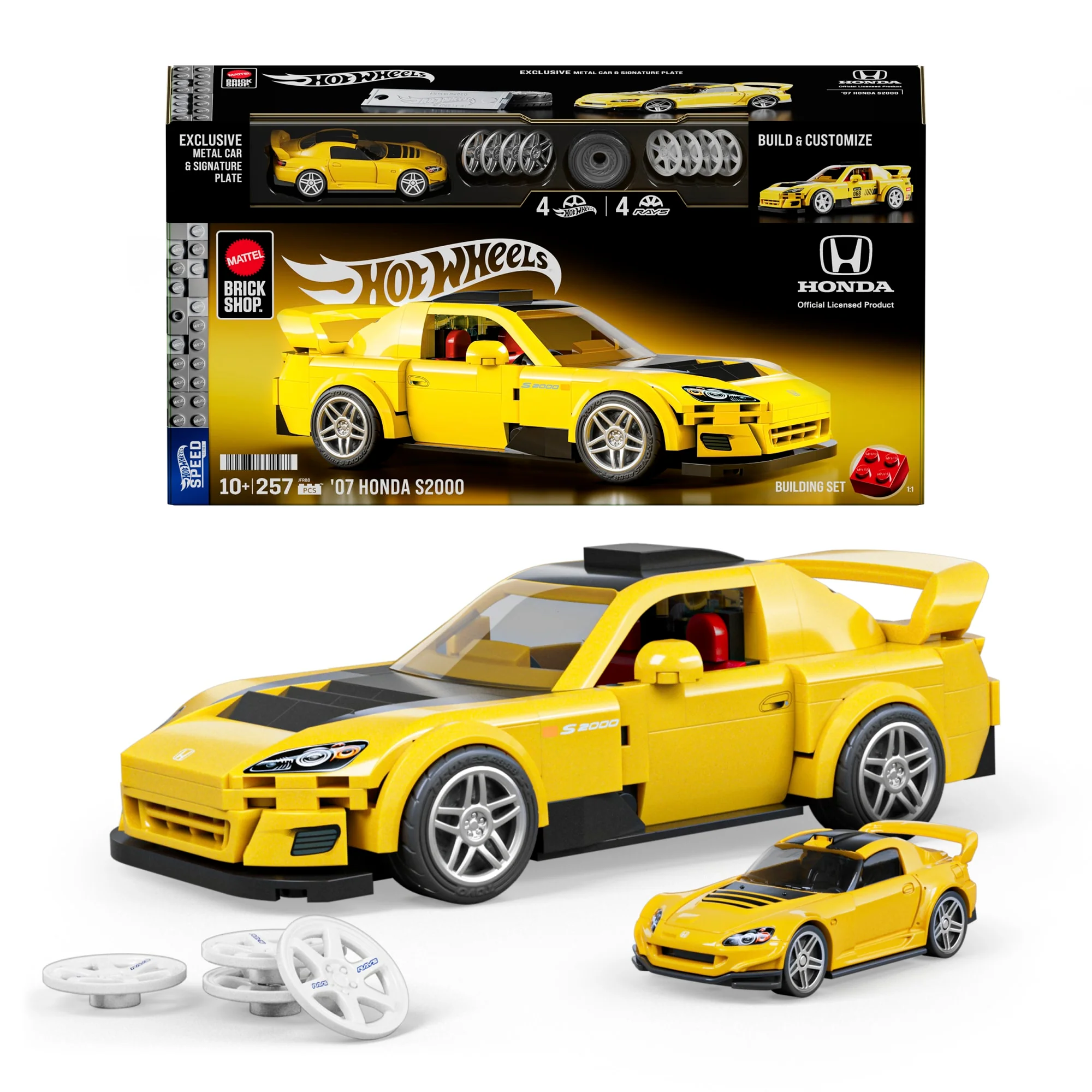 Mattel Brick Shop Hot Wheels Coffret de Construction Honda S2000 de 2007 série Speed avec 257 pièces détails réalistes et Autocollants de Personnalisation JFR88 - vue 9