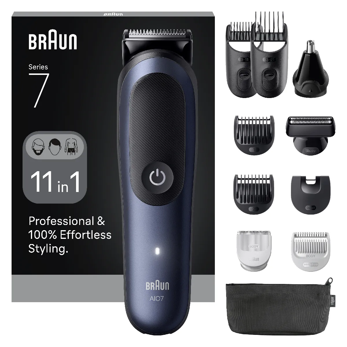 Tondeuse multifonction Braun Series 7 AIO7540 11 en 1 étanche barbe cheveux corps précision - vue 3