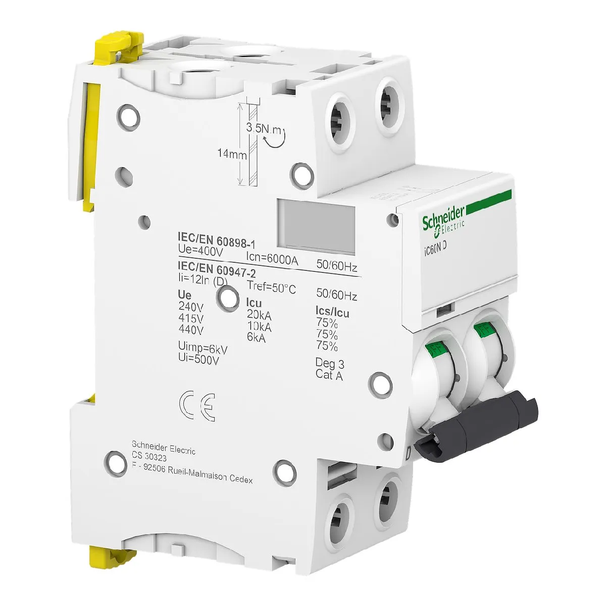 A9f75232 Disjoncteur Courbe D Bipolaire 2p 10ka à Vis Schneider Electric Acti9 Ic60n - vue 2