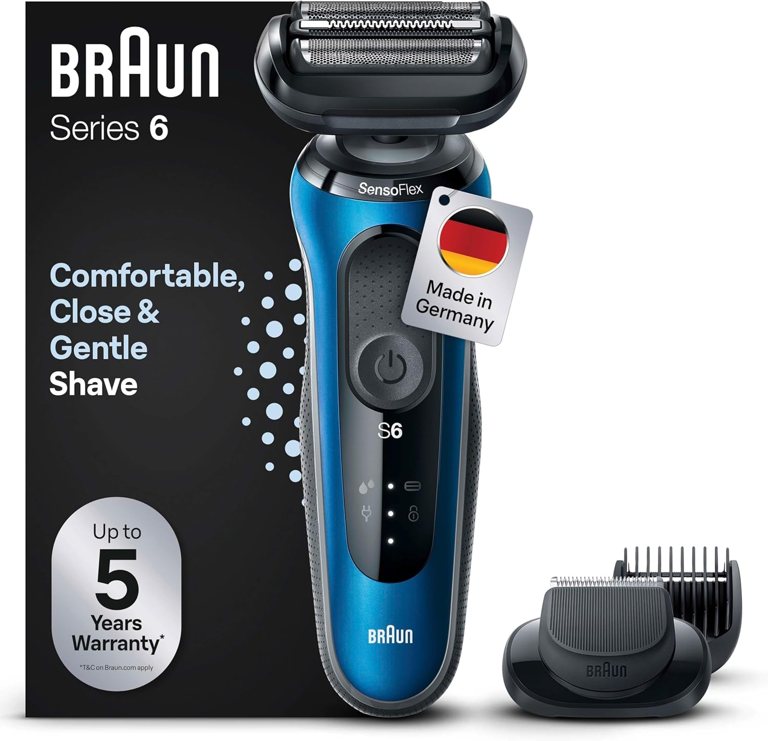 Braun Rasoir Électrique Pour Homme Series 6 61 B1500s Etanche Accessoire Tondeuse À Barbe EasyClick SensoFlex Technologie Wet et Dry Rechargeable Rasoir À Grille Sans Fil - vue 3