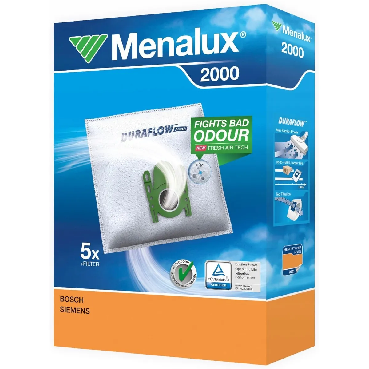 Menalux Blanc Sacs Aspirateur 2000 –