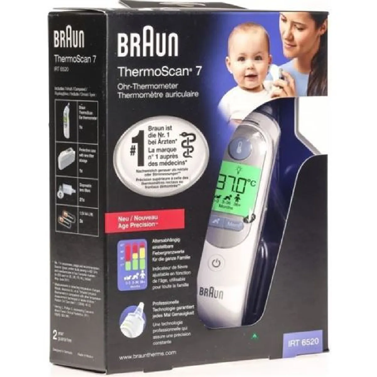 Thermomètre médical infrarouge Braun IRT 6520 Thermoscan 7 pointe de mesure préchauffée - vue 2