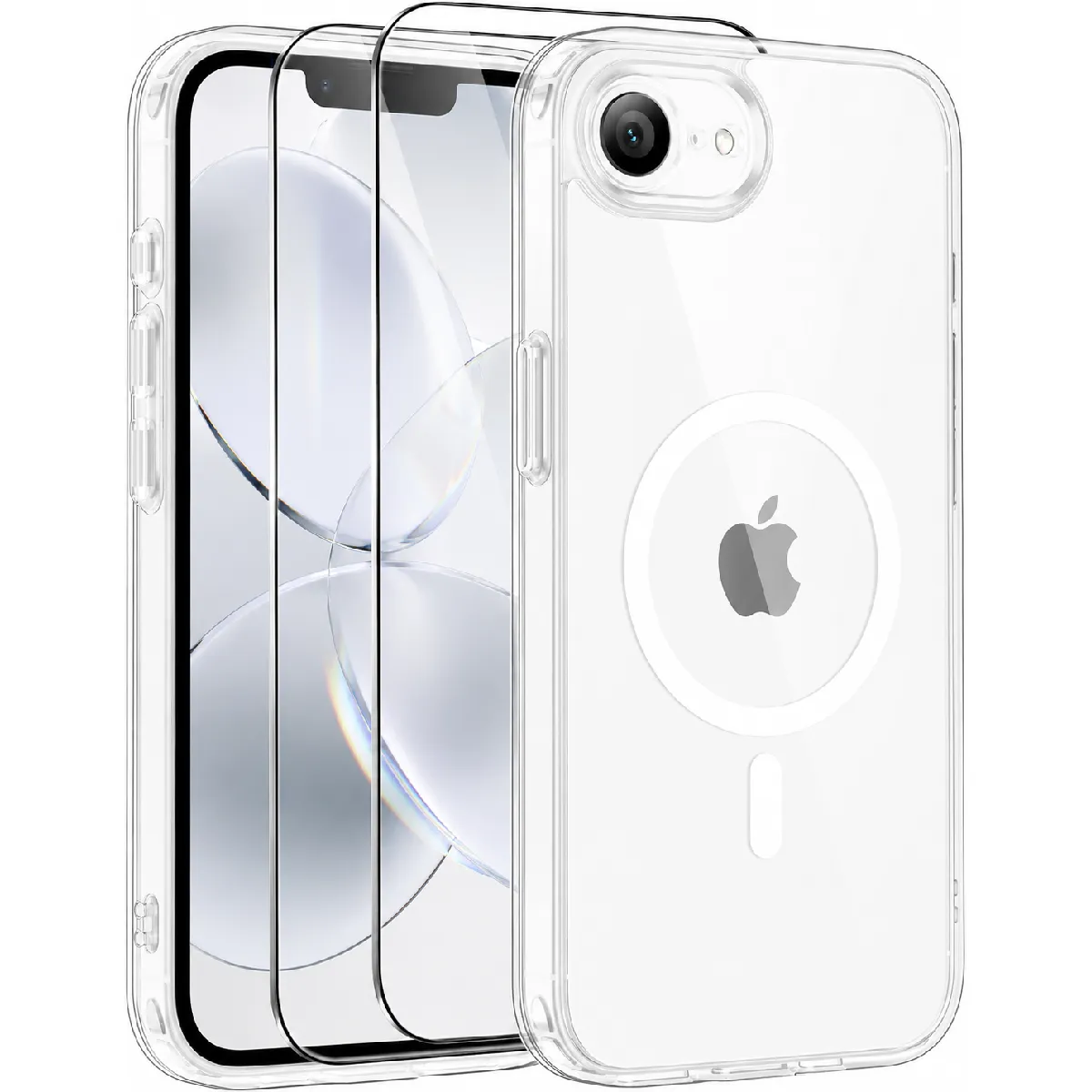 Little Boutik Coque De Protection Transparente Compatible Magsafe + 2 Verres Trempes Pour Iphone 16E