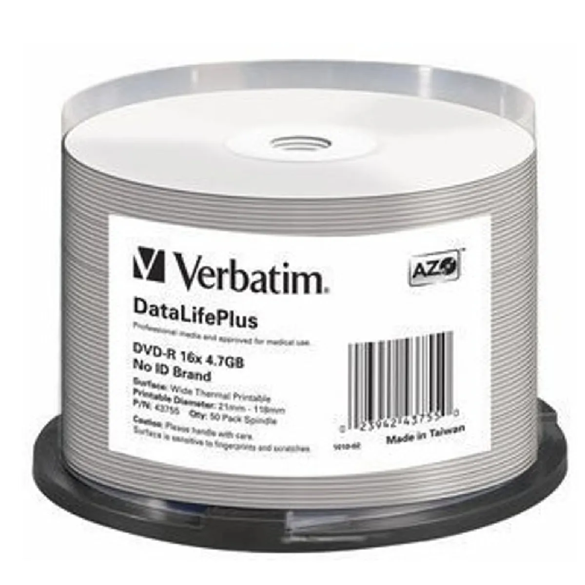 Verbatim DataLifePlus 50 x DVD R 4.7 Go 16x surface imprimable thermique large spindle - vue 8