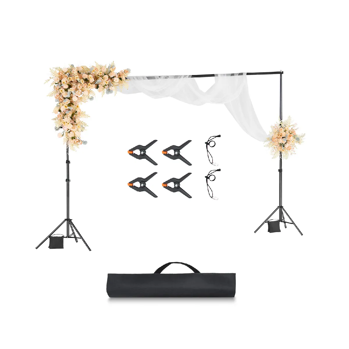 VEVOR Hintergrundständer verstellbares Fotohintergrundständer (Hintergrundtuch: 300 x 300 cm), tragbarer Hintergrundständer mit 2 Stativen, Bildschirmständer für Produktfotografie Studiofotografie