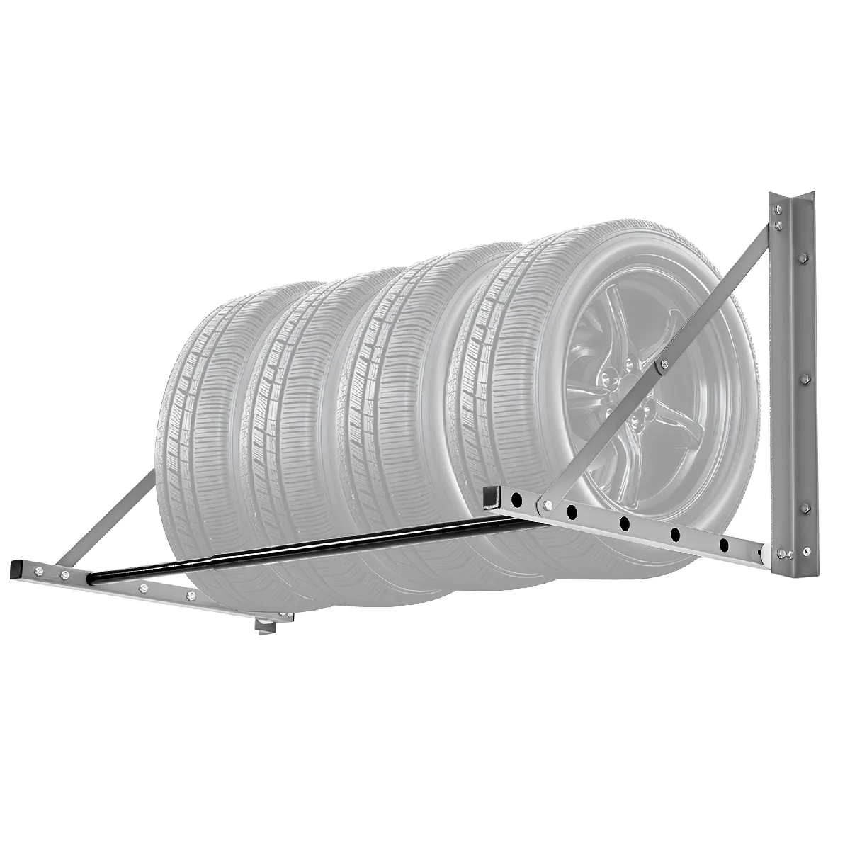 Vevor Support De Rangement Pour Pneus Mural Pliable, Rack À Pneus Réglable 81-122 Cm, Étagère De Stockage De Pneus En Acier Q235, Pour Pneus Standard - Image 4