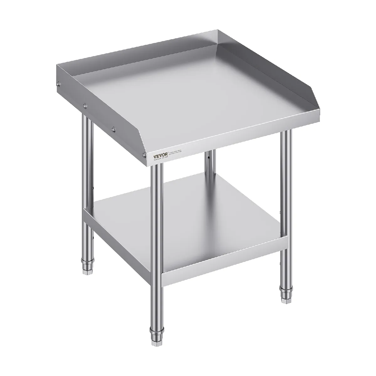 VEVOR Arbeitstisch aus Edelstahl, kommerzieller Arbeitstisch zur Lebensmittelzubereitung, 3-seitiger Spritzschutz, 610 x 610 x 660 mm Küchentisch, Arbeitstisch mit einstellbarer Höhe für Hotel