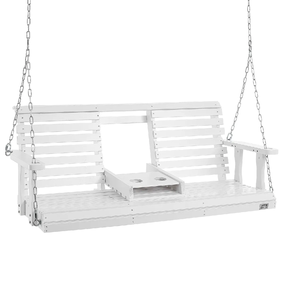 Vevor Blanc Balançoire De Porche En Bois, 1523X710x600 Mm, Banc De Terrasse Pour Cour Et Jardin, Forte Capacité De Charge 400Kg, Banc De Balançoire Robuste - Image 3