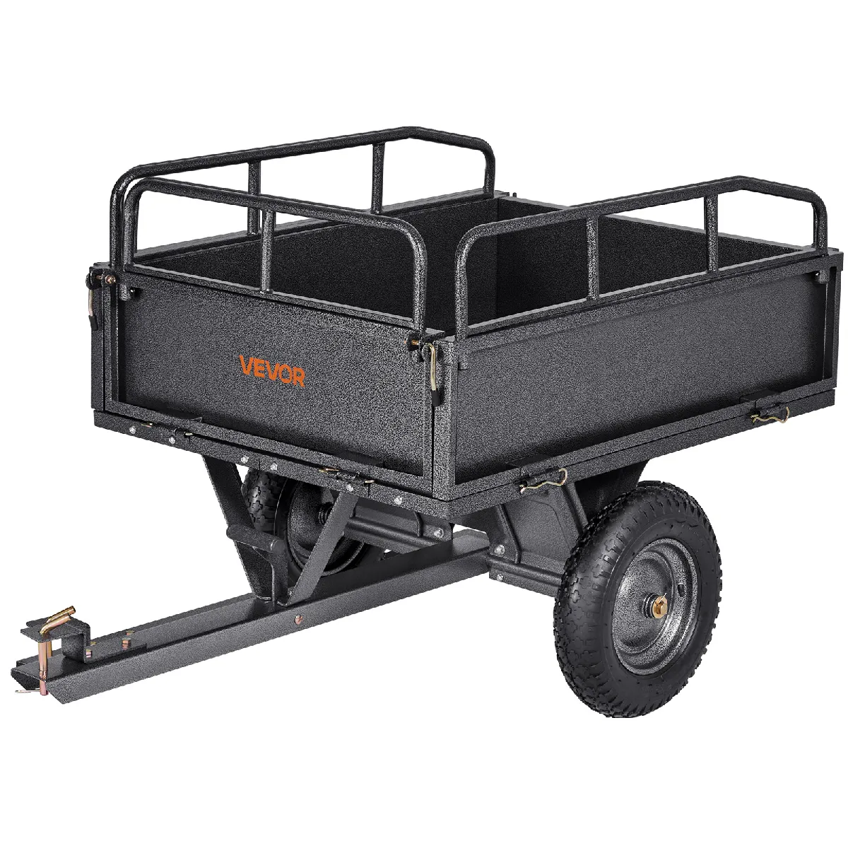 VEVOR Kippanhänger, 226,79 kg Fassungsvermögen, ATV-UTV-Transportanhänger 142x76x70 cm, Kippwagen mit 35,56 cm Reifen, Handzug oder Fußpedal, Hofanhänger für Rasenmähertraktoren