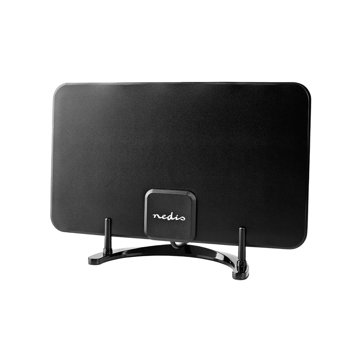 Nedis Noir Antenne Tv Intérieure Plate Dvb-T / T2 Dab+ Fm Gain 26Db Portée 25Km