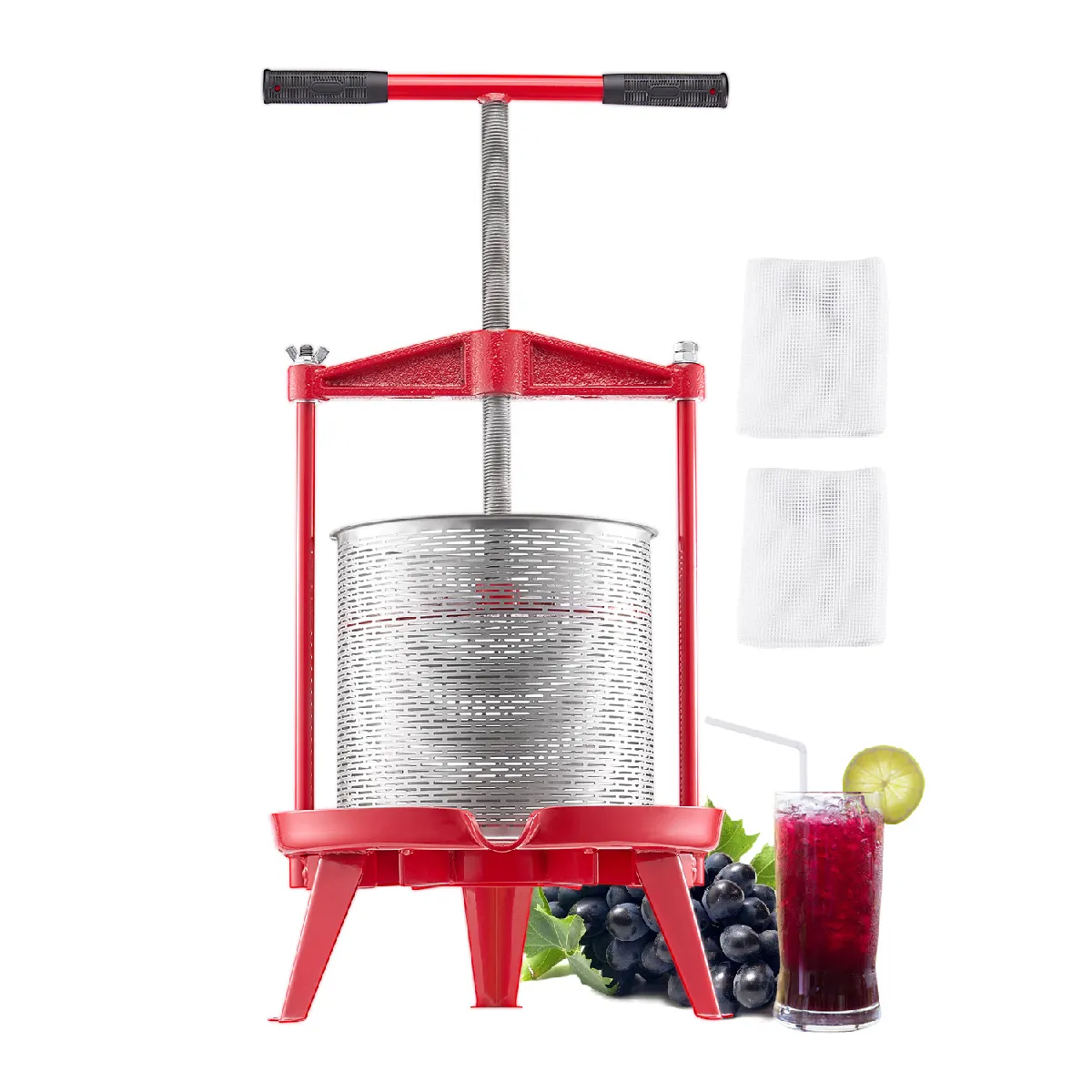 Vevor Pressoir À Fruits Manuel En Inox Avec Poignée En T Et Structure Triangulaire 14L - Image 4