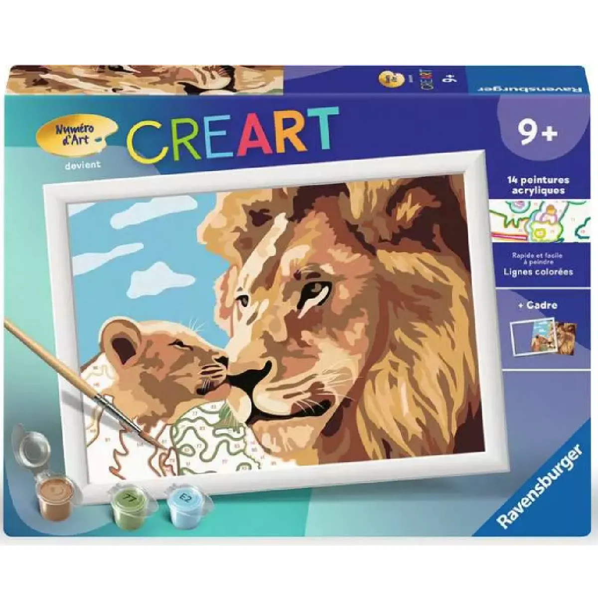 Peinture par numero enfant des CreArt Kids 18x24 cm Lion et son bebe - vue 10