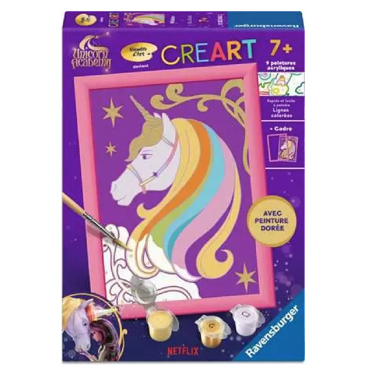 Ravensburger Peinture par numero enfant des 7 ans - CreArt Kids - 13x18cm - Unicorn Academy : Wildstar Bleu pour garçon - vue 1