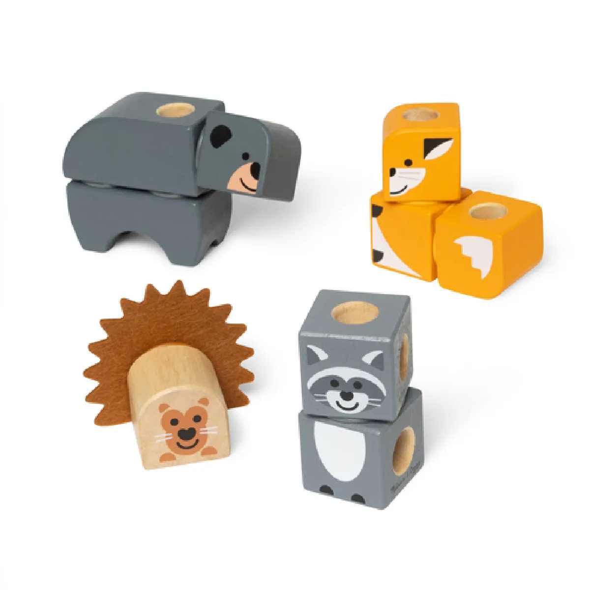 Melissa & Doug Blockables Les Animaux de la Forêt - 16 Pièces en Bois FSC - SPIN MASTER - A partir de 2 ans - vue 1