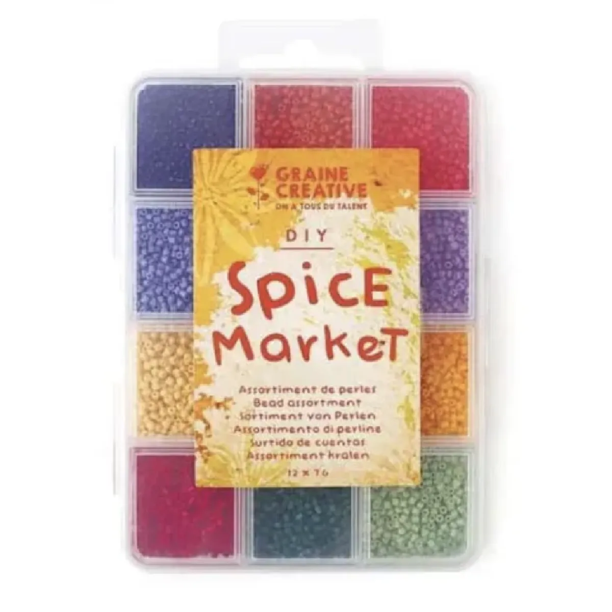 coffret perles rocailles 12 couleurs - Spice market - Graine creative