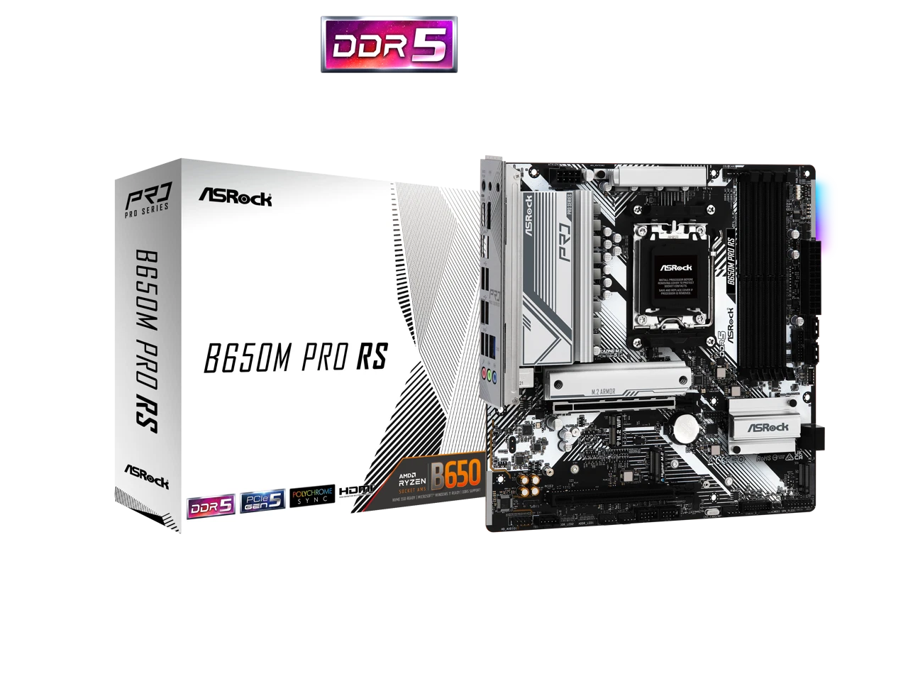 Carte mère Asrock B650 AMD B650 AM5 Micro ATX B650M Pro RS DDR5 PCIe 5.0 RGB - Image 4