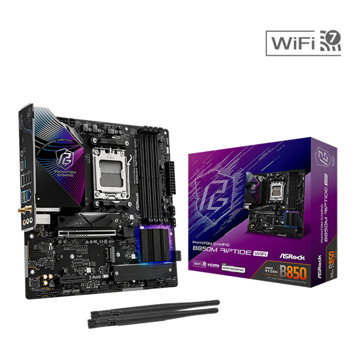 Asrock Carte Mère B850m Phantom Gaming Riptide Wifi (Amd Am5) Micro Atx