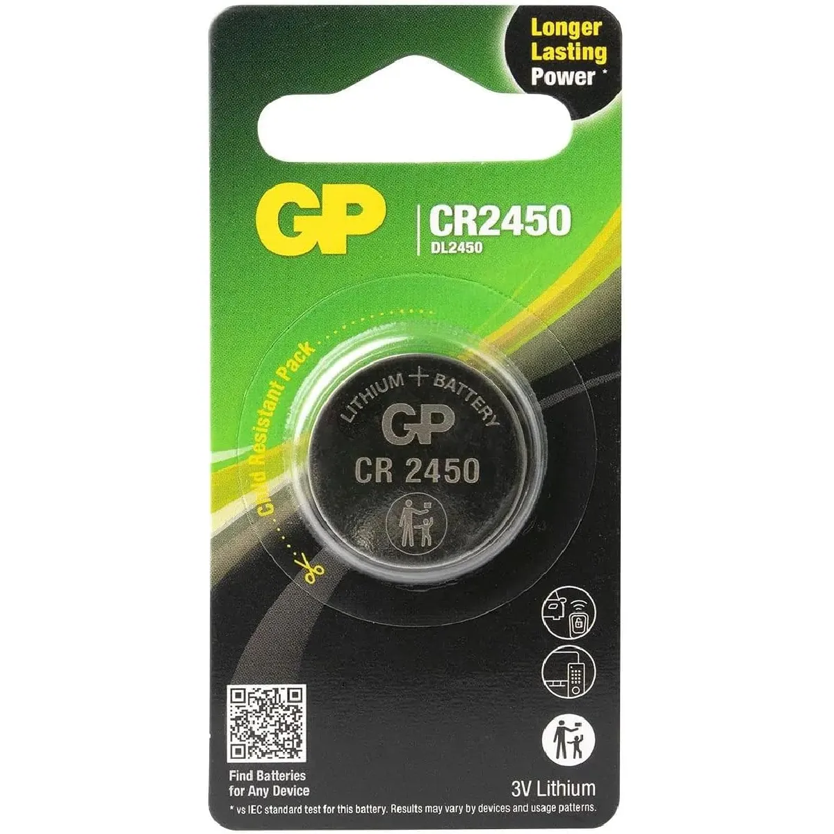 Gp Pile Bouton Cr 2450 Lithium 600 Mah 3 V 1 Pc(S) - Image 2