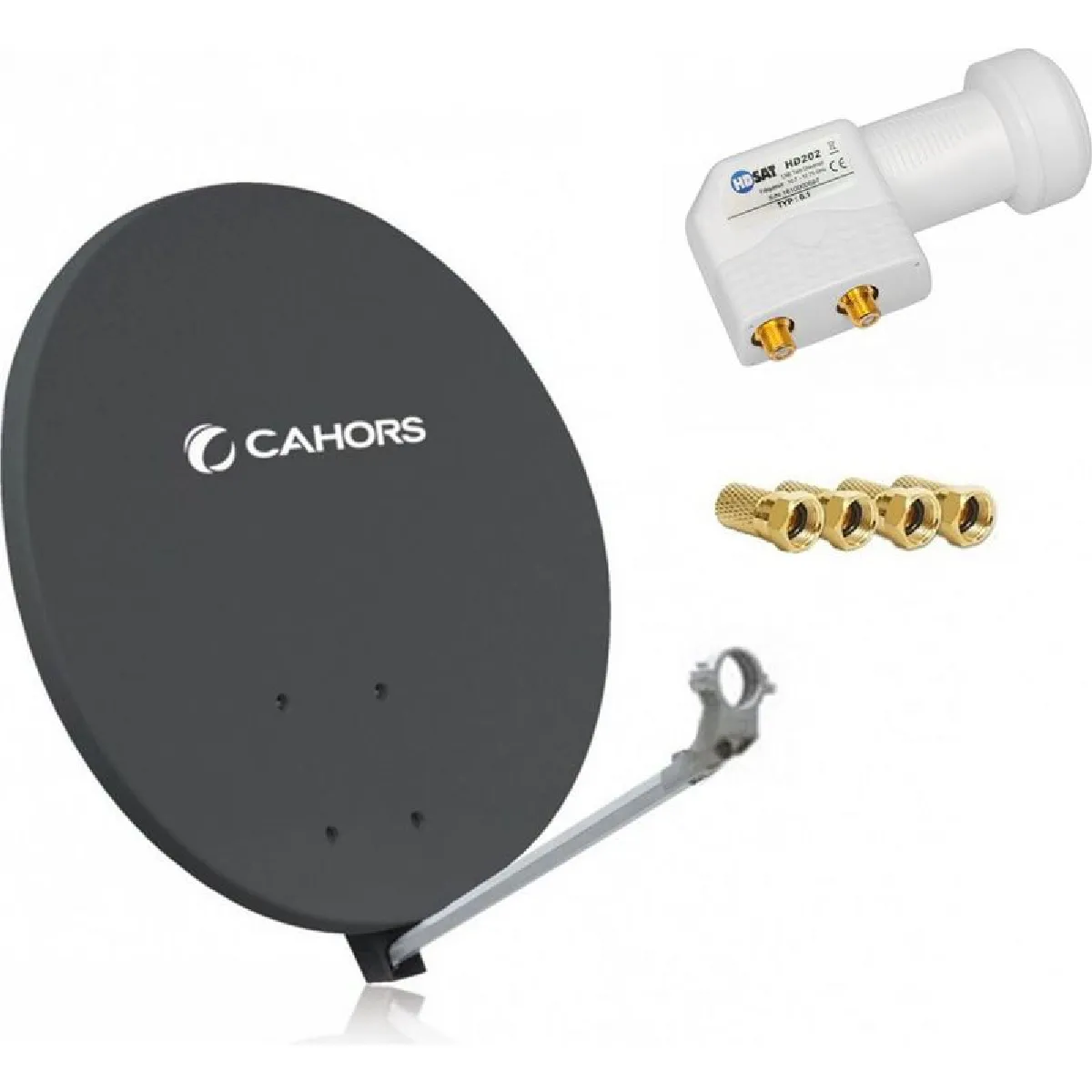 Cahors Pack Parabole satellite fibre composite gris anthracite SMC 80cm + LNB Twin 4K