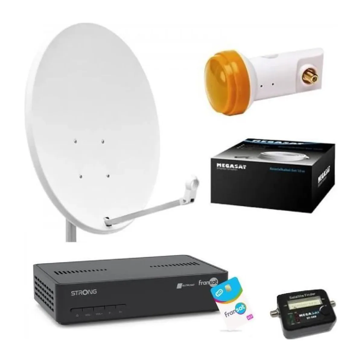 Kit Parabole 60 cm THOMSON Récepteur satellite FRANSAT LNB Single 20m Cable Coaxial Satfinder - vue 2