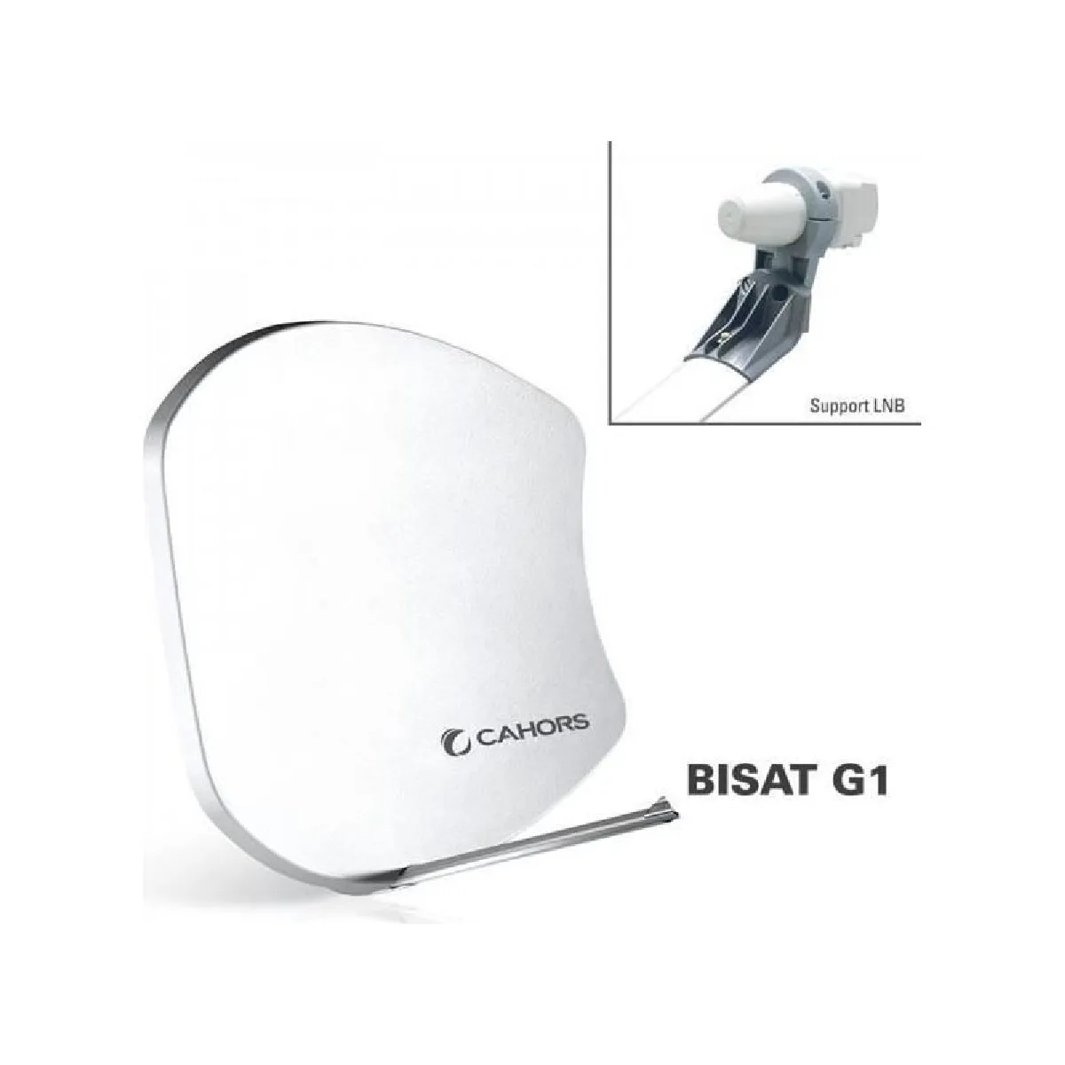 CAHORS BISAT G1 Parabole SMC Fibre blanche + Support G1 LNB Single