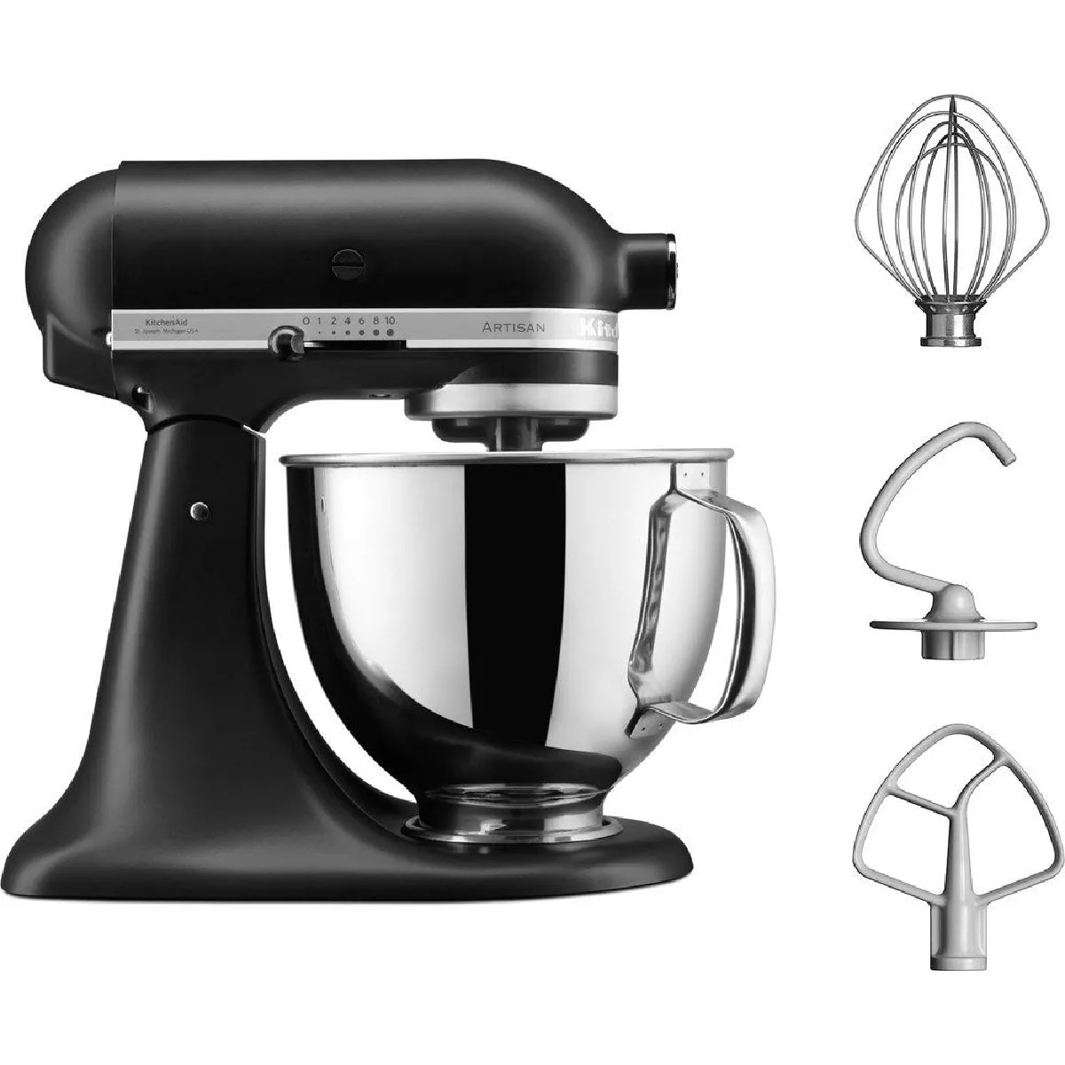 Robot pâtissier KitchenAid Artisan 5KSM125EBM noir mat 300 W 4,8 litres - Image 3