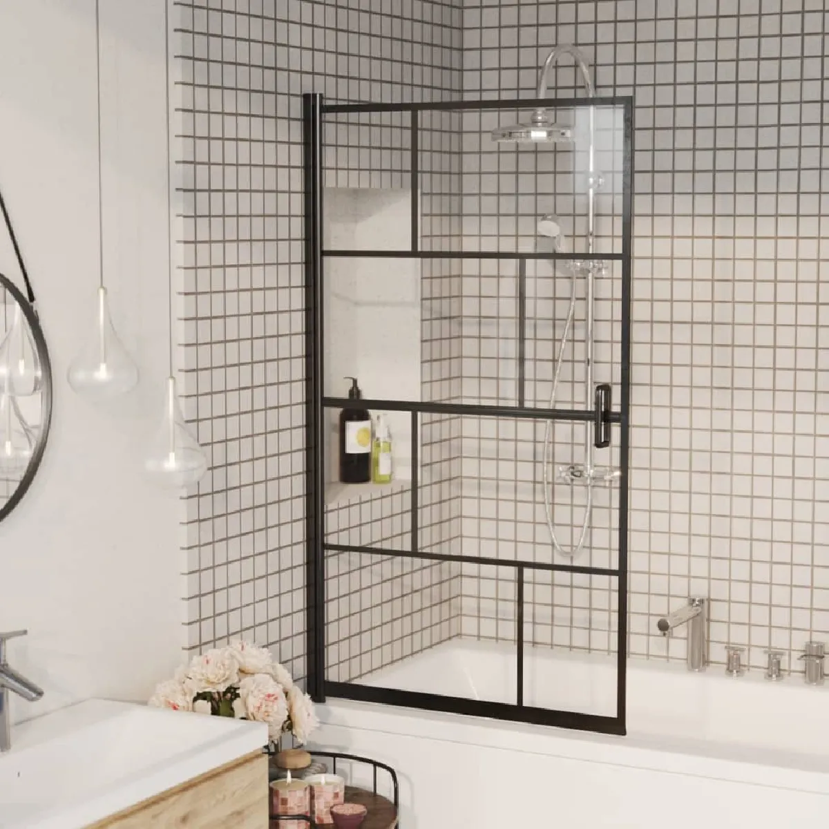 vidaXL Cabine de douche ESG 80x140cm - Noir