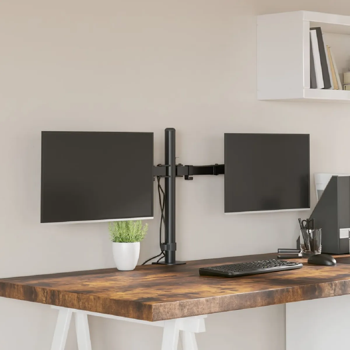 VidaXL Support Double Moniteur Vesa 75/100 Mm Acier Noir - Image 3