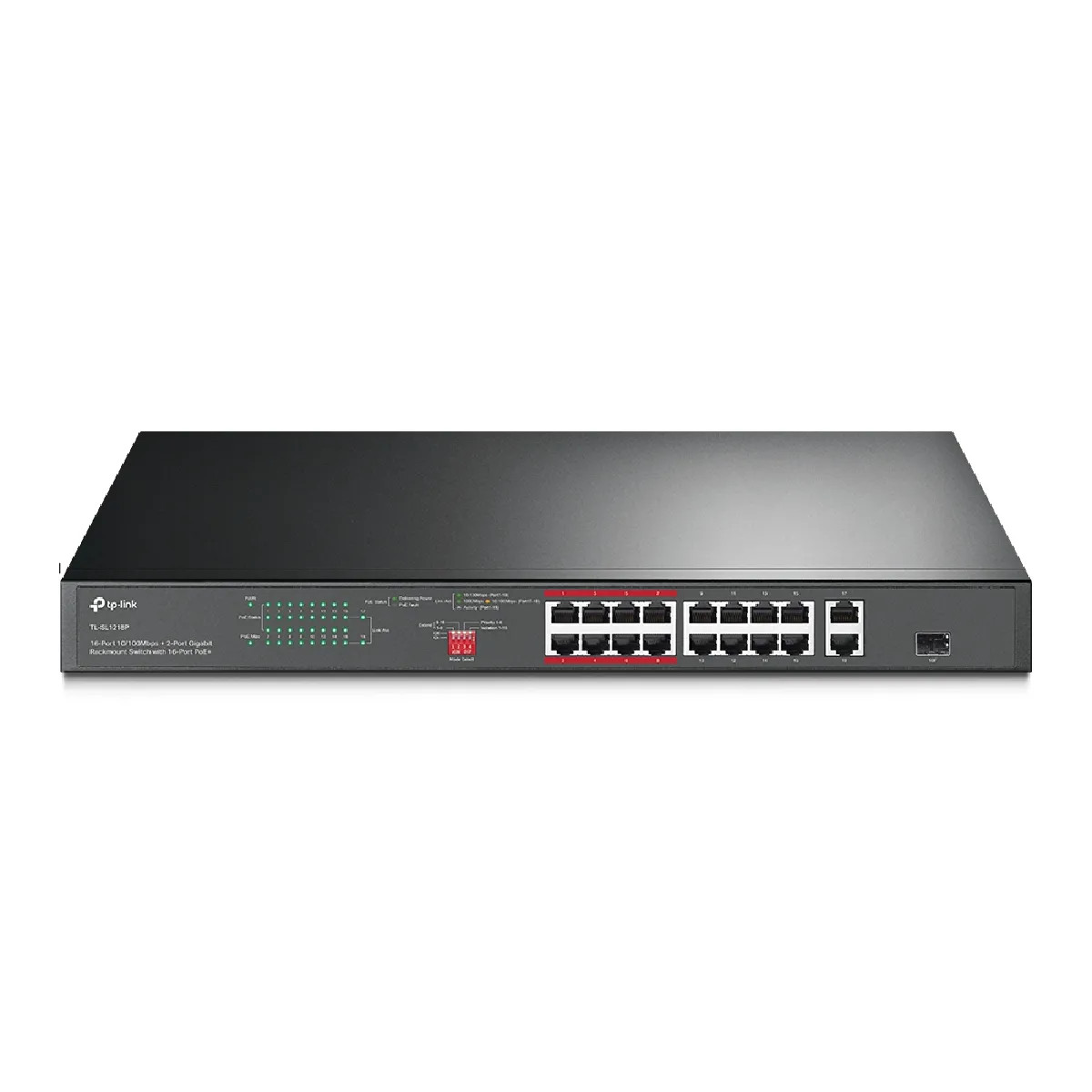 TP LINK JetStream TL SL1218P V1 Commutateur non géré 16x10100 PoE+ Montable sur rack PoE+ - vue 4