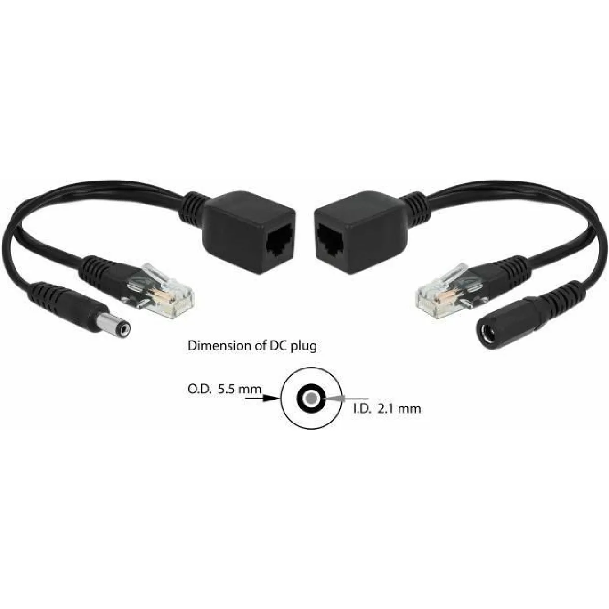 Delock Passive Poe Adapter Set Rj45 Dc 5.5 X 2.1 Mm - 2 Pièces