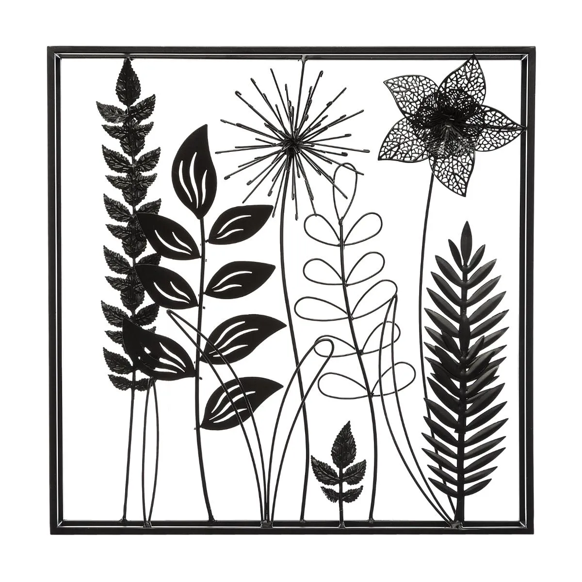 Atmosphera Noir Créateur D'intérieur - Décoration Murale En Métal "Feuillu" 40Cm - Image 2