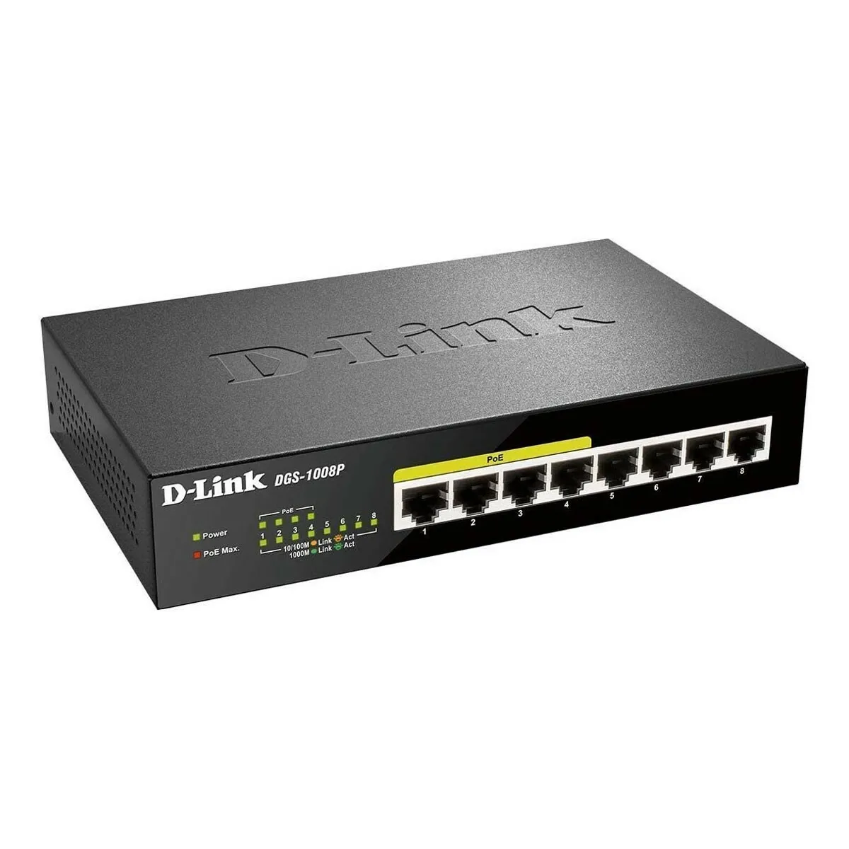 D LINK Switch D-Link DGS-1008P 8 ports Gigabit PoE bureau compact noir