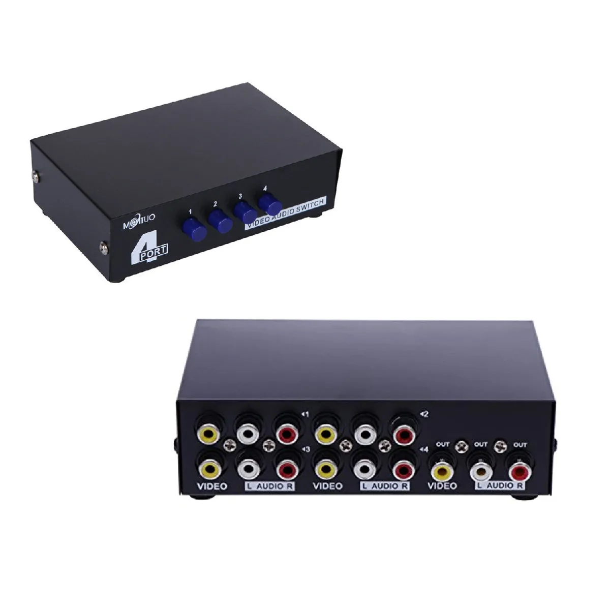 Kalea-Informatique Commutateur Audio Stéréo/Vidéo Composite - 4 Ports