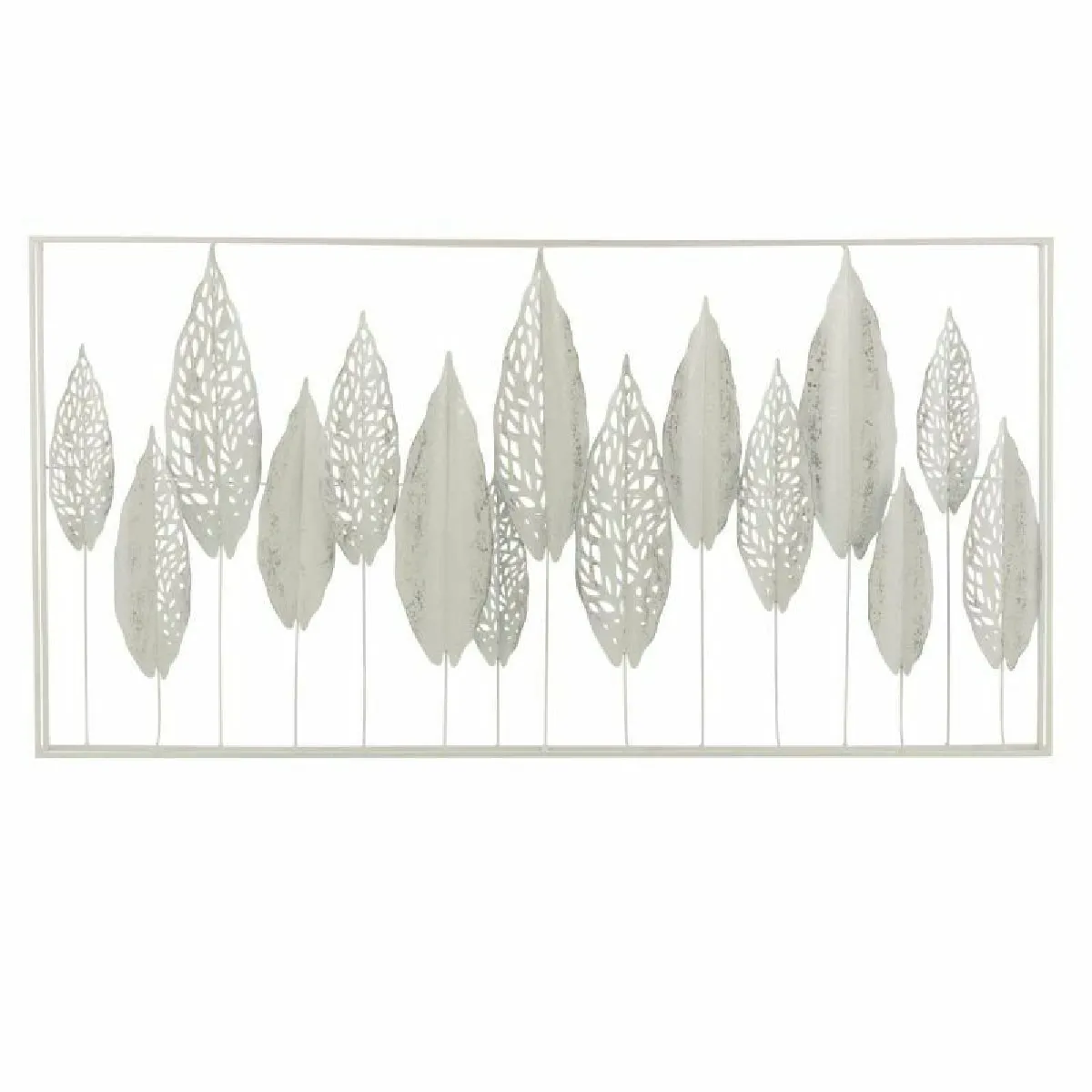 Generique Blanc Décoration Murale En Métal "Feuilles" 135Cm - Image 2