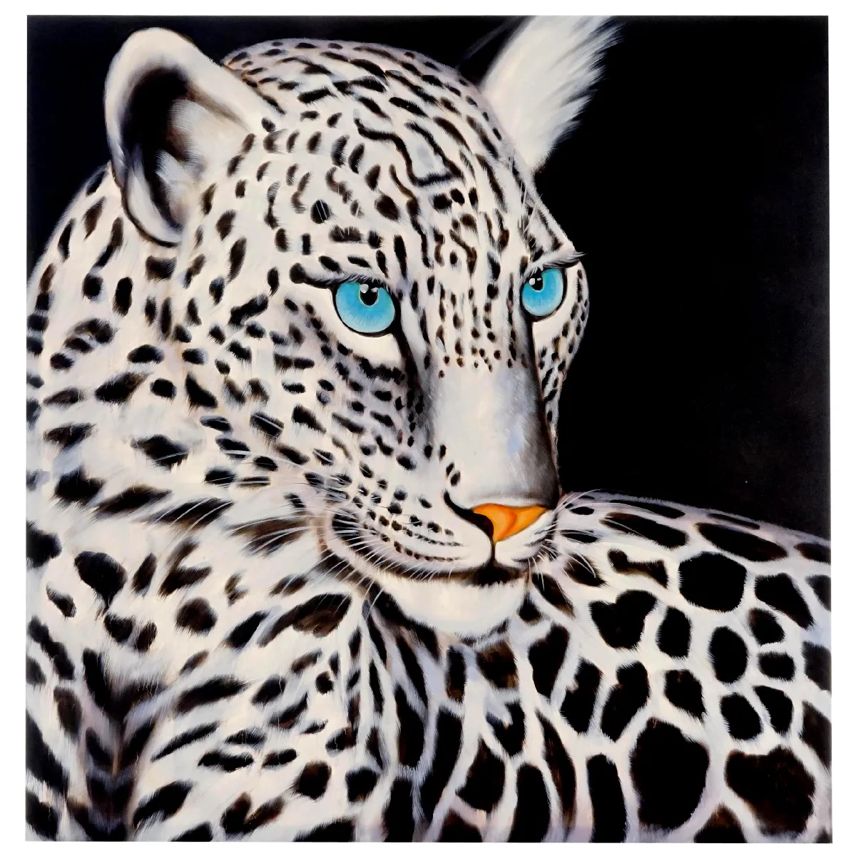 Mendler Blanc Tableau Léopard - 100X100 Cm