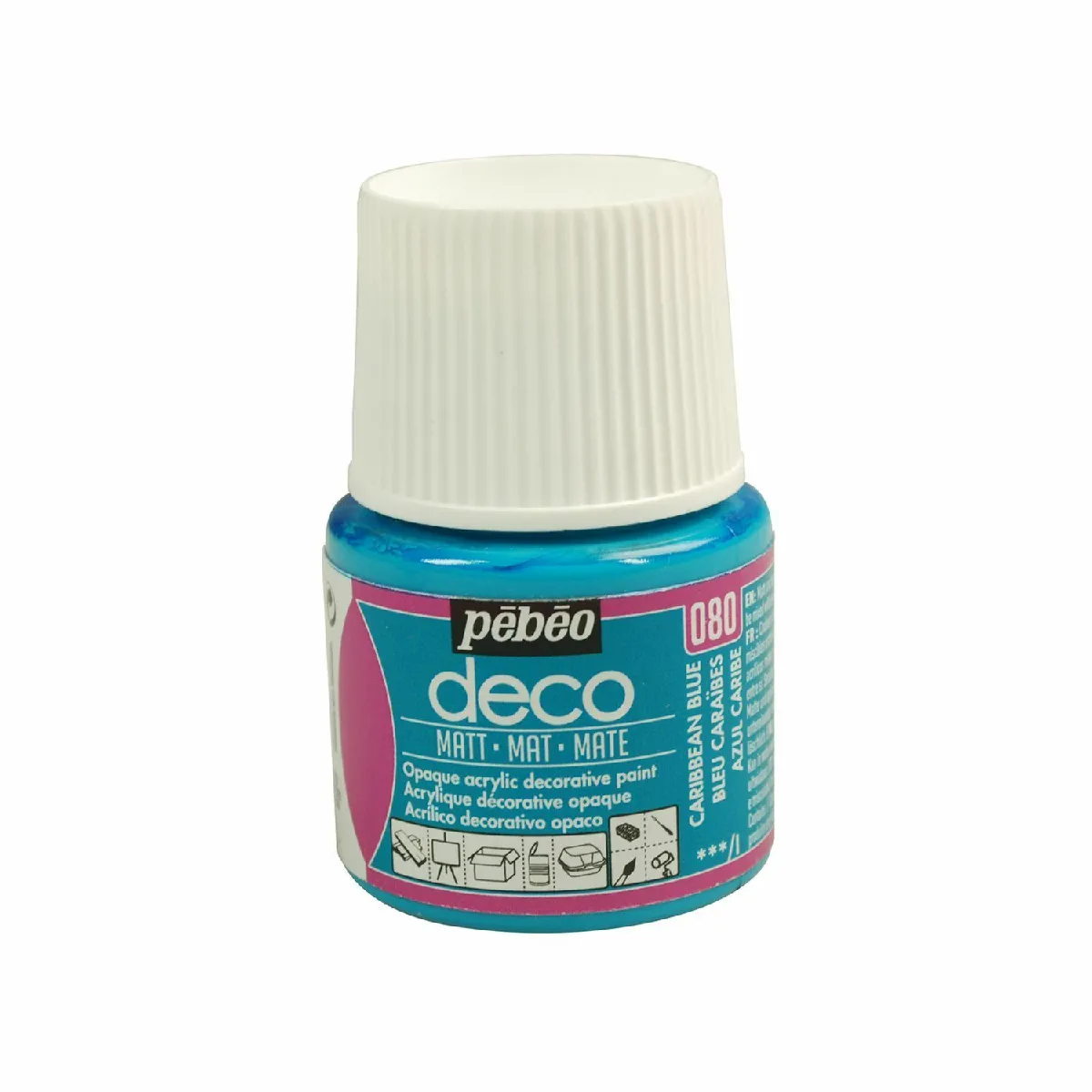 P&eacute;b&eacute;o 204080 D&eacute;co Acrylique Mat 1 Flacon Bleu Cara&iuml;be 45 ml