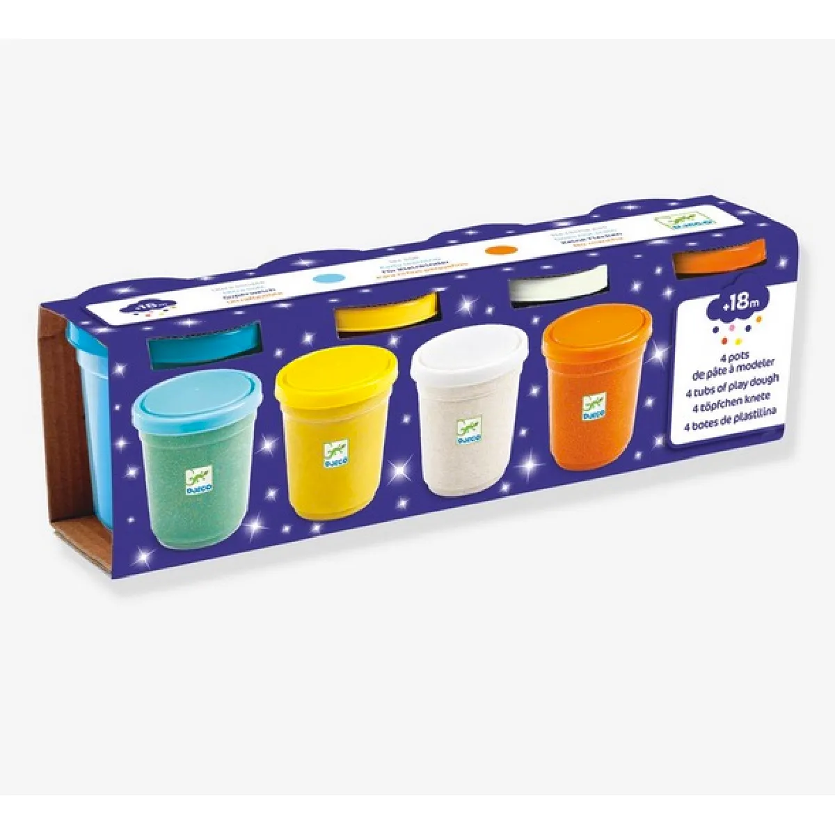 Djeco 4 Pots De Pâte À Modeler Pailletée - Multicolore