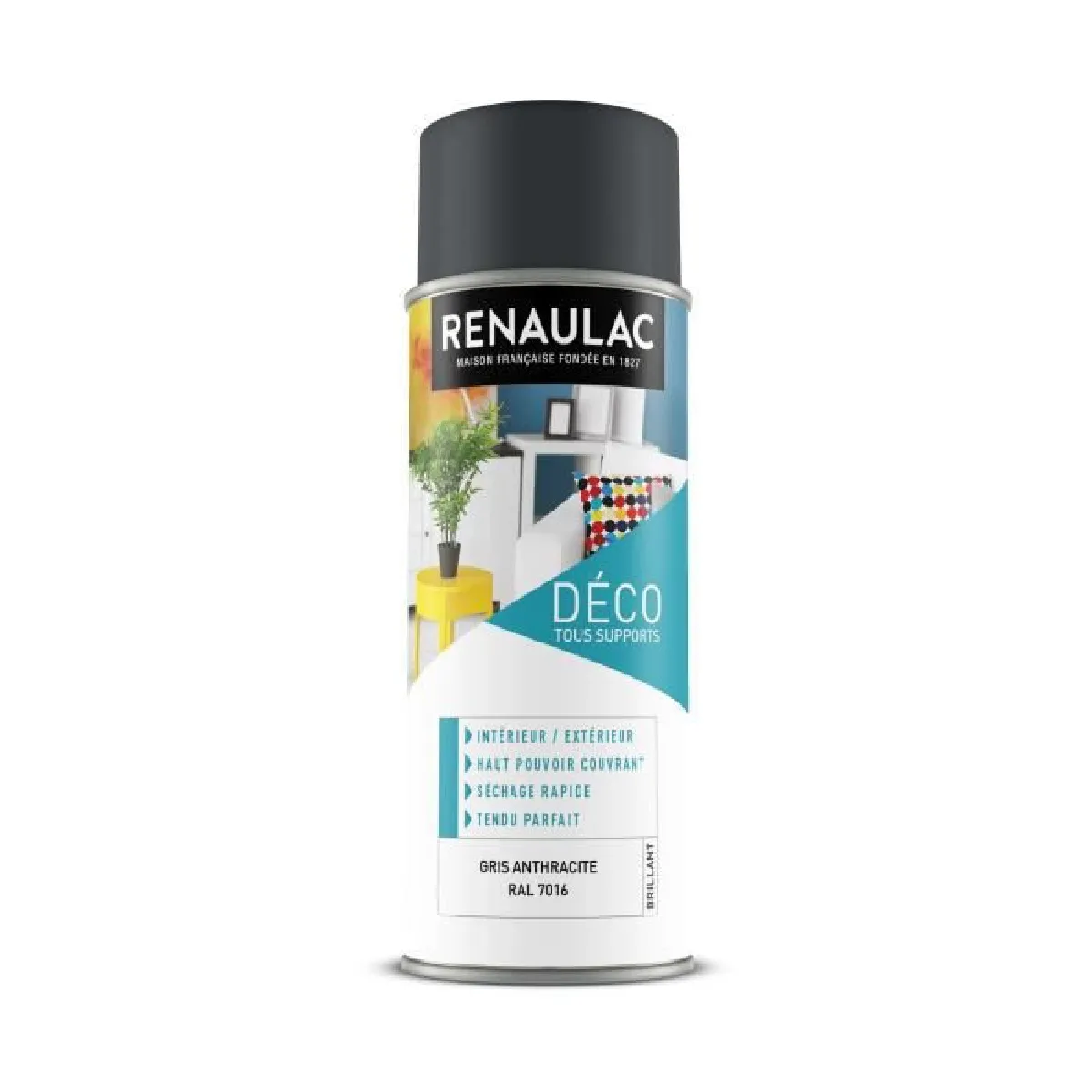 RENAULAC  Peinture aerosol 0,4 L gris anthracite brillant